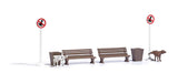 Peeing Dogs - Action Set -- 2 Each: Dogs, Park Benches, Garbage Cans, No Dogs Signs-2