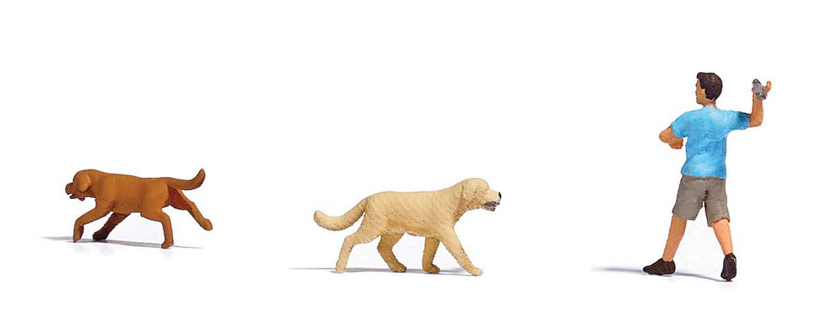 Playing Fetch with Dogs - Action Set -- 2 Dogs, 1 Throwing Figure-2