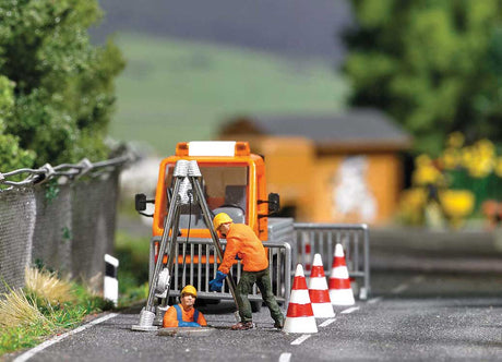 Canal-Sewer Workers - Action Set -- Figure in Manhole, Worker Figure, Hoist, Barricade, Manhole Cover-1