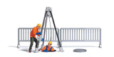 Canal-Sewer Workers - Action Set -- Figure in Manhole, Worker Figure, Hoist, Barricade, Manhole Cover-2