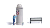 Billsticker - Action Set -- Figure with Roller, Bucket, Advertising Column, Park Bench-2
