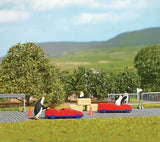 Penguin Soapbox Derby Race Complete Miniature Scene -- 3 Penguins, 2 SoapBoxcars, 4 Traffic Cones, Barricades and Hay Bales-2
