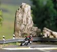 Super Racer 1 - Action Set -- Silver Motorcycle with Rider, 3 Sections of Highway Guardrails-1