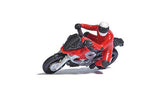 Super Racer 2 - Action Set -- Red Motorcycle with Rider, 3 Sections of Highway Guardrails-2