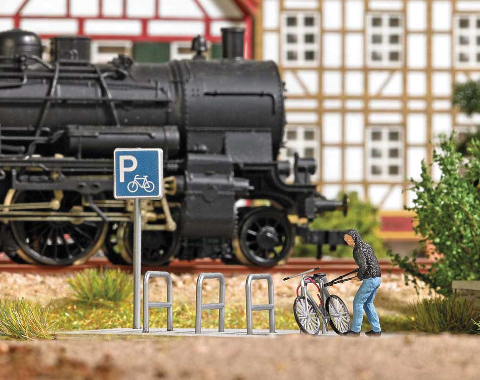 Bicycle Theft - Action Set -- Figure with Bolt Cutter, Bike, 4 Bike Racks, Bike Parking Sign