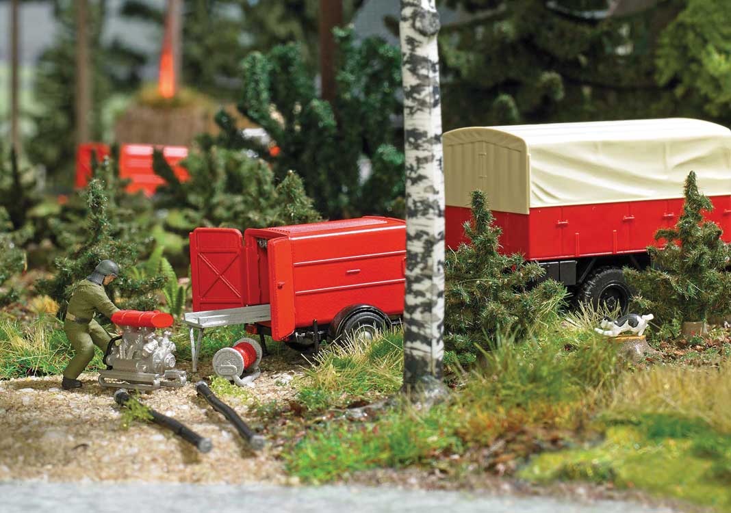 East German Fire Hose Trailer with Pump - Action Set -- Firefighter, Hose Reel, Trailer, Pump-1