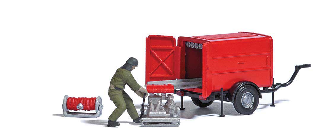 East German Fire Hose Trailer with Pump - Action Set -- Firefighter, Hose Reel, Trailer, Pump-2