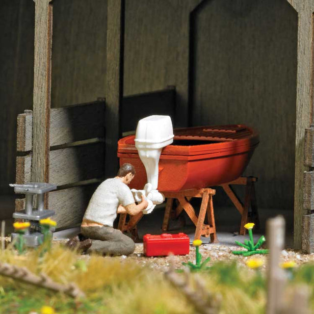 Boat Repair - Action Set -- Motor Boat, Figure, Boat Stands, Tools-1