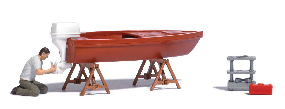 Boat Repair - Action Set -- Motor Boat, Figure, Boat Stands, Tools-2