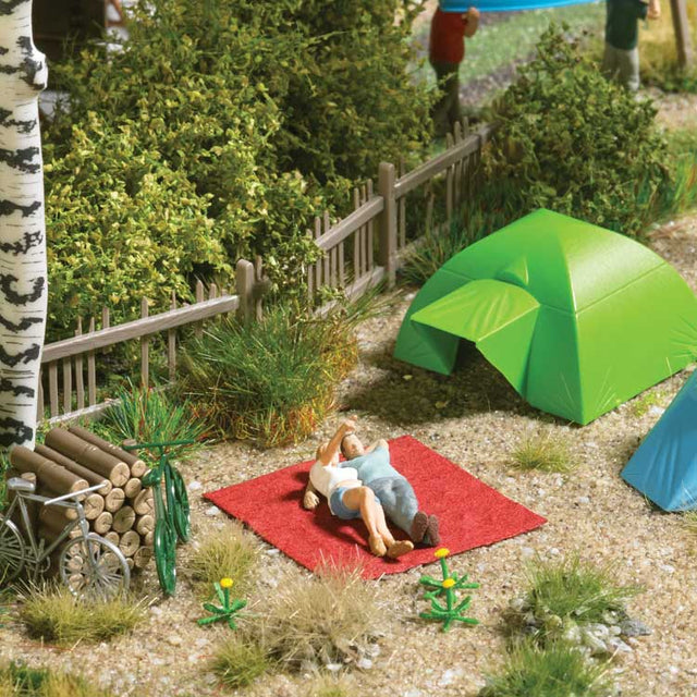 Romantic Camping - Action Set -- Tent, 2 Figures, 2 Bicycles, Blanket, Woodpile, Tent-1