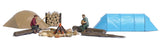 Wilderness Camping - Action Set -- 2 Figures, 2 Tents, Logs, Campfire w/Stones, Logpile-2