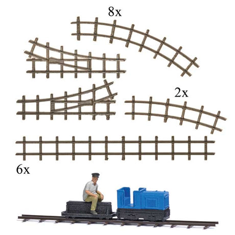 Garden Railroad - Action Set -- Unpowered Gmeinder 15/18 Loco, Rider Car, Figure, Track Set-1