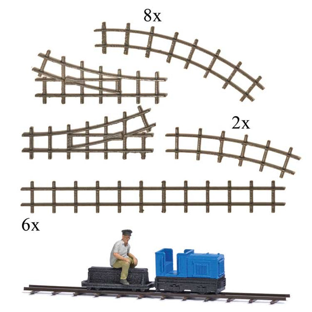 Garden Railroad - Action Set -- Unpowered Gmeinder 15/18 Loco, Rider Car, Figure, Track Set-1