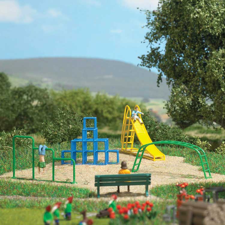 Playground - Action Set -- 2 Children, Tower, Arch, Slide, Horizontal Bar-1