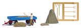 Hay Harvest - Action Set -- Low-Side Farm Trailer, 3 Hay Stacks, Figure, Farm Tools-2