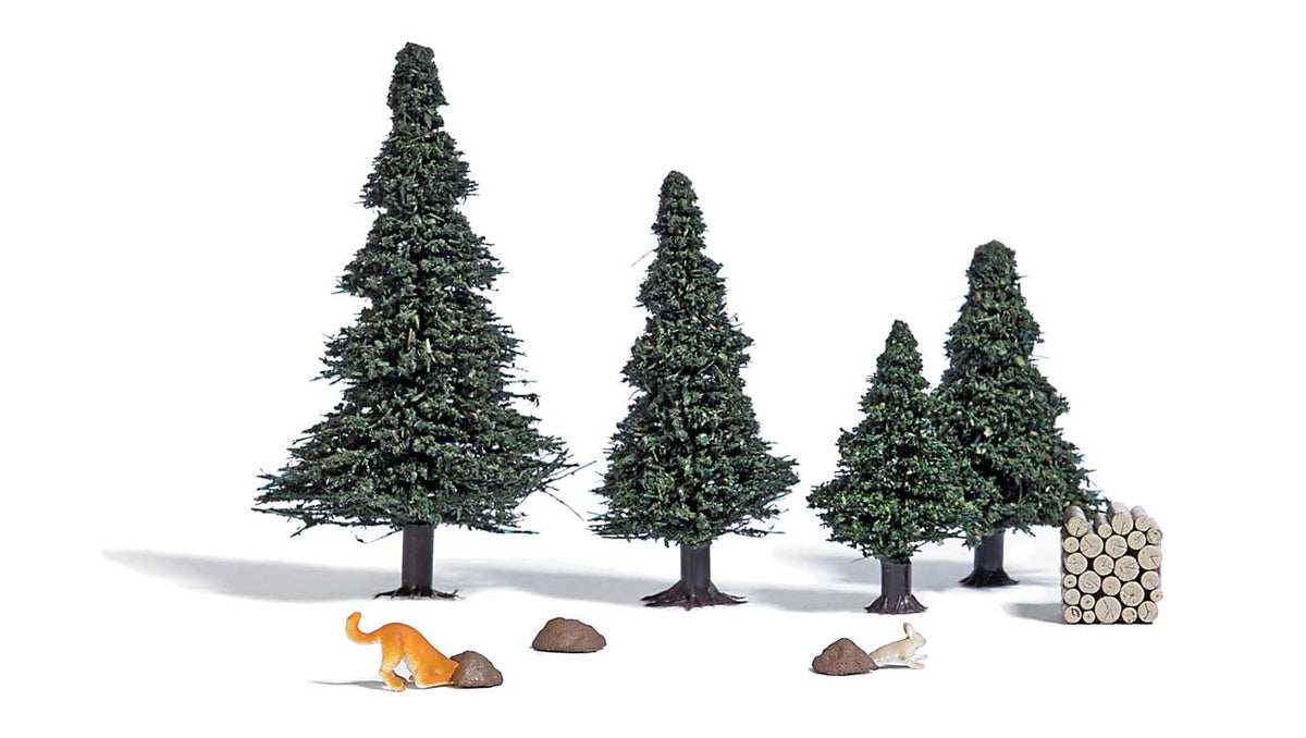 Dog Hunting a Rabbit - Action Set -- 1 Dog, 3 Hutches, Rabbit, Wood Pile, 4 Small Pine Trees-1