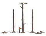 Tree Marking - Action Set -- 3 Dead Tree Trunks, 3 Stumps, Figure-2