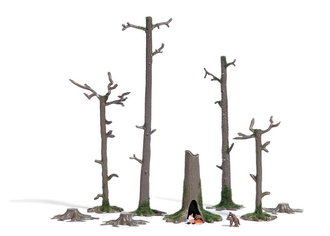 Fox Burrow - Action Set -- 6 Foxes, 1 Hollow Stump, 4 Barren Trees, 3 Stumps-1