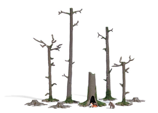 Fox Burrow - Action Set -- 6 Foxes, 1 Hollow Stump, 4 Barren Trees, 3 Stumps-1