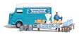 Fishmonger Fish Seller - Action Set -- Citroen Van, Benches, Ice Bins, Fish, Figure & More-1