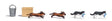 Little Thieves - Action Set -- 2 Cats w/Fish, 2 Dogs w/Sausage, Bucket, Bin-1