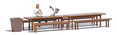 Fish 'n' Chips - Action Set -- 2 Tables, 4 Benches, Garbage Basket, Figure, Seagull-1