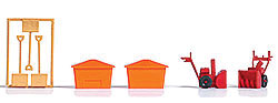 Winter Snow Equipment -- 2 Snowblowers, 3 Shovels, 2 Salt Bins