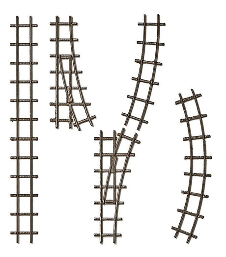 Non-Operating Narrow Gauge industrial Railroad Starter Set - Feldbahn -- Gmeinder 15/18 Loco, 4 Side-Dump Cars, Plastic Track-2