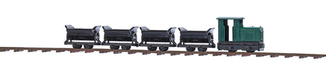 Non-Operating Narrow Gauge industrial Railroad Starter Set - Feldbahn -- Gmeinder 15/18 Loco, 4 Side-Dump Cars, Plastic Track-5