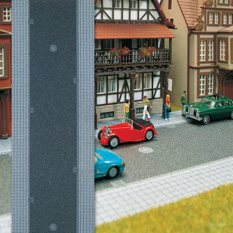 Town Street w/Curbs & Sidewalks Flexible Self-Adhesive Roadway -- 39-3/8 x 2-5/8"  1m x 6.6cm-2