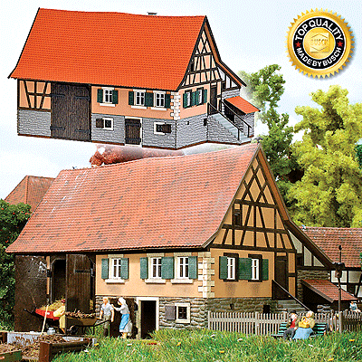 Forchtenberg Small Historic Half-Timber Farmhouse - Kit (Laser-Cut Wood) -- Partially Precolored 3-7/8 x 2-3/8 x 2-3/16"  9.8 x 6 x 5.6cm