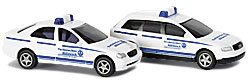 German THW Emergency Vehicle Set -- 1 Each Mercedes C-Klasse Sedan (white), Audi A4 Avant Station Wagon (white)