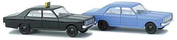 Automobile Opel -- Rekord 4-Door Sedan Set 1 Each (light blue) & Taxi (black)