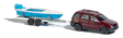 Mercedes-Benz M-Klasse SUV w/Boat & Trailer - Assembled -- Red SUV, Blue Motorboat