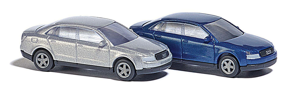 Audi A4 Sedan 2-Pack - Assembled -- 1 Each: Metallic Silver & Metallic Blue-2
