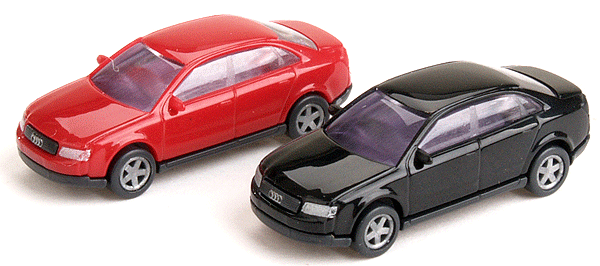 Audi A4 Sedan 2-Pack - Assembled -- 1 Each: Metallic Silver & Metallic Blue-1