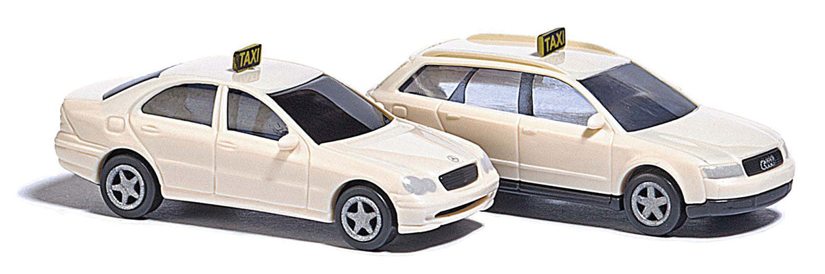 Taxi Set - Assembled -- 1 Each: Audi A4 Sedan & Mercedes-Benz C-Klasse (white)-2
