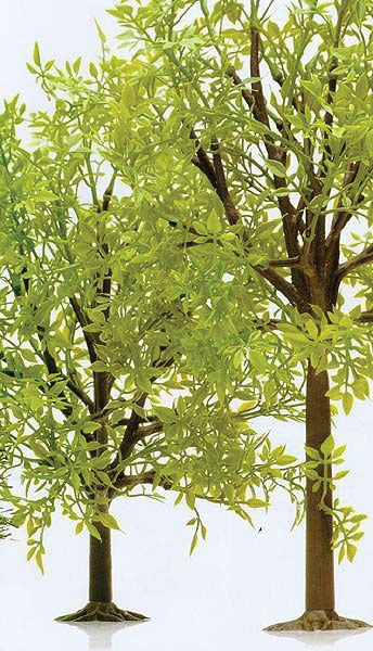 Deciduous Tree #1 w/Plastic Leaves -- 11" 28cm Tall - For O & G Scales