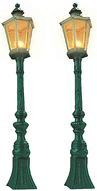 Oldtime Street Lamps - Working pkg(2) -- Dark Green - 7-3/8"  18.8cm Tall