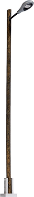 Teardrop Station/Platform Lamp on Wood Post -- With Yellow LED 4-1/16"  10.3cm Tall