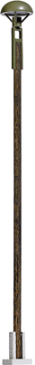 Round Station/Platform Lamp on Wood Post -- With Yellow LED 4-7/16"  11.2cm Tall