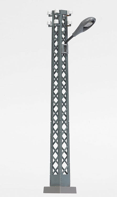 Lattice-Mast Street Light w/White LED -- Silver Lamp Head 3-1/16"  7.8cm Tall