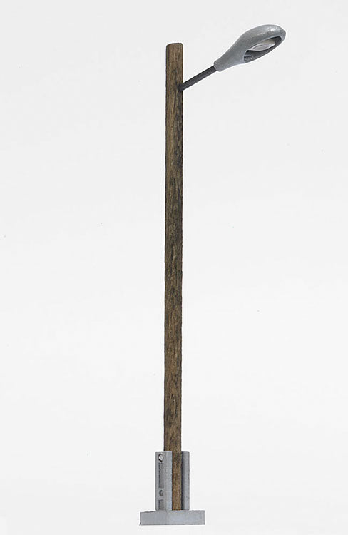 Wood-Mast Street Light w/White LED -- Silver Lamp Head 2-3/4"  7cm Tall