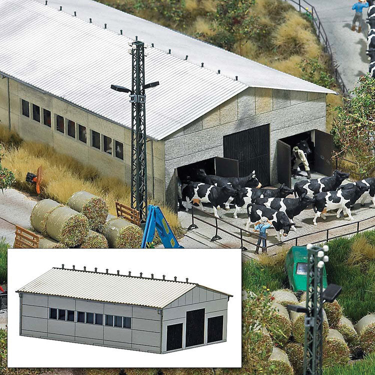 East German LPG Concrete Cattle Barn -- Laser-Cut Card Kit