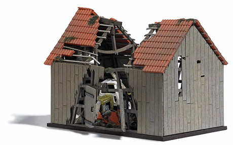 Dilapidated Barn -- Laser-Cut Wood Kit - 3-1/4 x 2 x 2-9/16"  8.3 x 5.3 x 6.5cm
