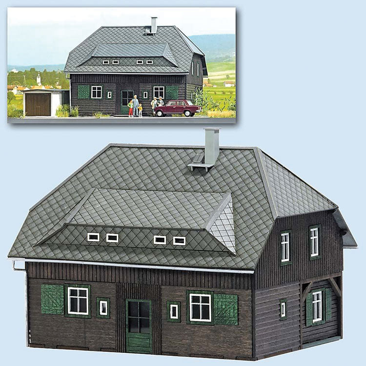 Village House -- Laser-Cut Wood Kit - 3-7/16 x 2-9/16 x 2-7/8"  8.7 x 6.5 x 7.3cm