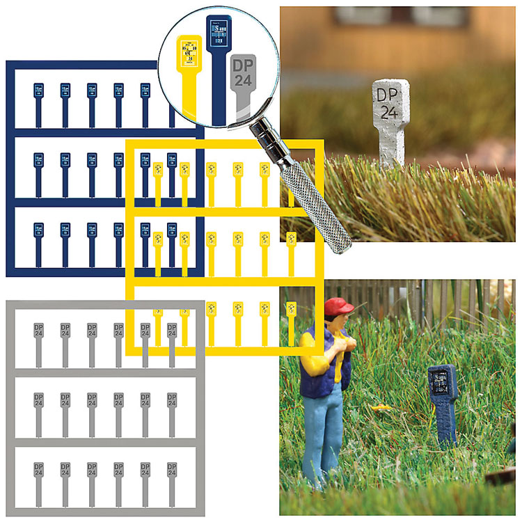 Warning Markers -- 24 Each: Yellow, Blue, Gray