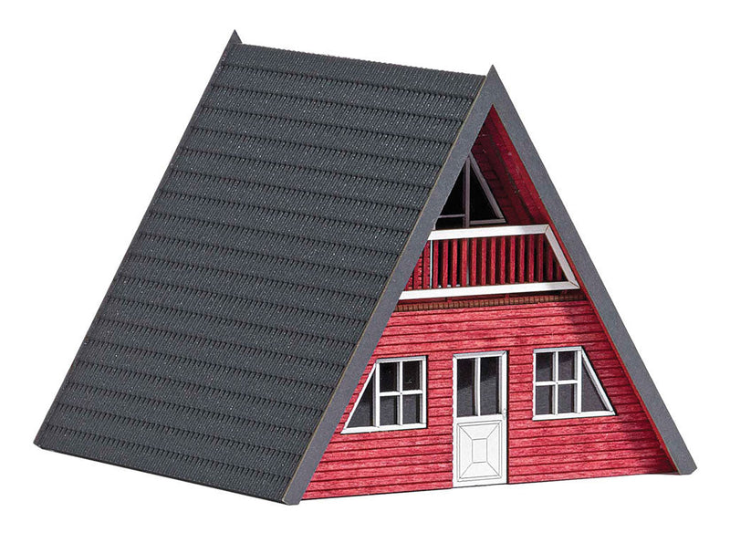 Finnhutte Finnish-Style A-Frame Cabin/Cottage -- Laser-Cut Wood Kit - Red 2-5/8 x 2-3/8 x 2-1/16"  6.6 x 6 x 5.3cm