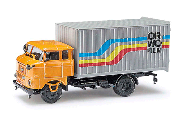 1987 IFA W50 MK Box-Body Delivery Truck - Assembled - Espewe -- Orwo (orange, silver, red, blue, yellow, German Lettering)