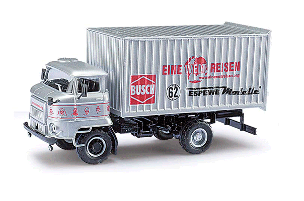 1987 IFA L60 ETK Box-Body Delivery Truck - Assembled - Espewe -- Busch (silver, red, German Lettering)